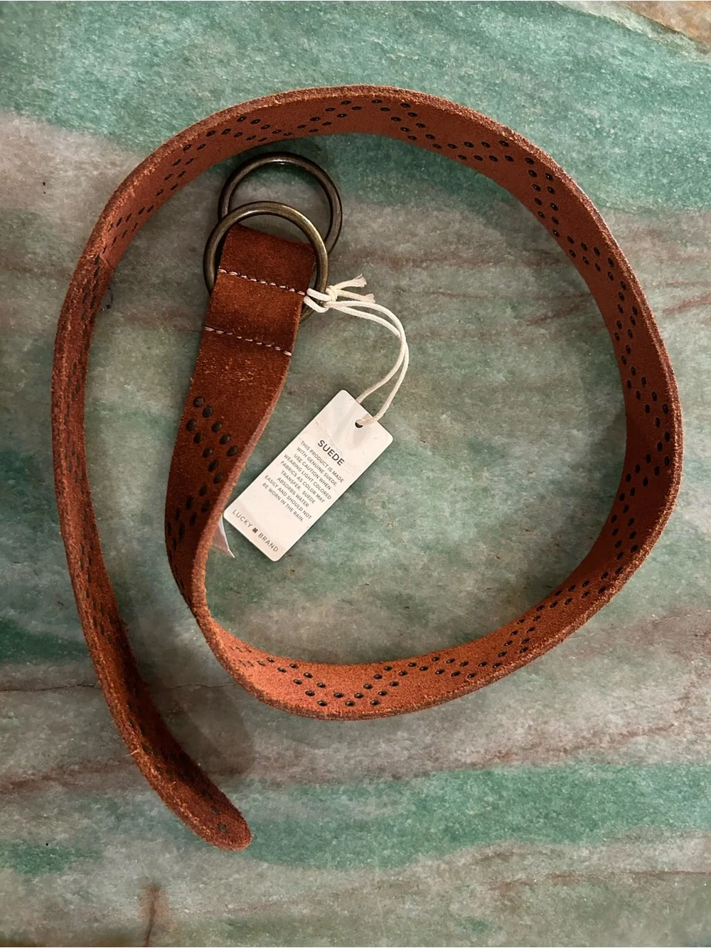 Lucky Brand Rust Brown Suede Double-Ring Belt